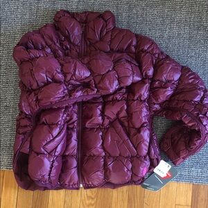 FREE PEOPLE Plum shiny glossy Puffer Jacket AMAZING size XSmall $198 NEW W/TAG